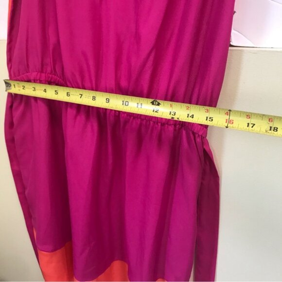 MERONA NEW Sleeveless A-Line Color Block Dress Dress Elastic Waist Crew Button L - Picture 14 of 16